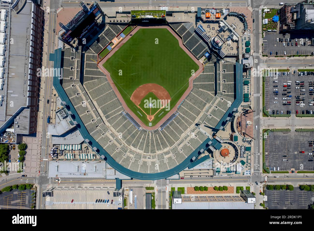11 juin 2021, Detroit, Michigan, États-Unis : Comerica Park est un stade de baseball en plein air situé dans le centre-ville de Detroit. C'est la maison des Tigers de Détroit Banque D'Images