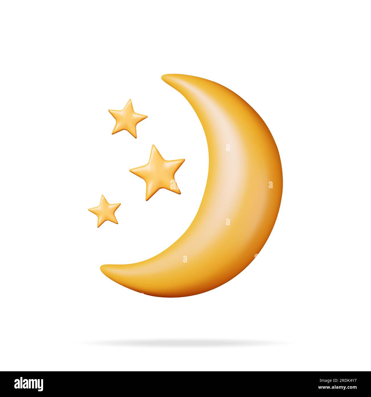 Lune 3D Gold Crescent avec étoiles Illustration de Vecteur