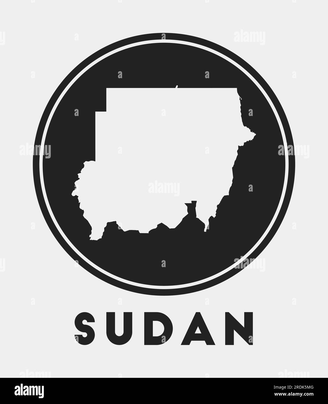Icône Soudan. Logo rond avec carte du pays et titre. Badge Soudan élégant avec carte. Illustration vectorielle. Illustration de Vecteur