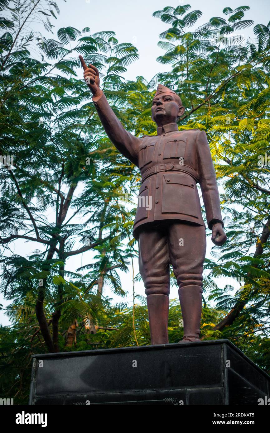 28 juin 2023, Uttarakhand, Inde. Statue du combattant de la liberté Martyr Kesari Chand au parc Gandhi, Dehradun City. Banque D'Images