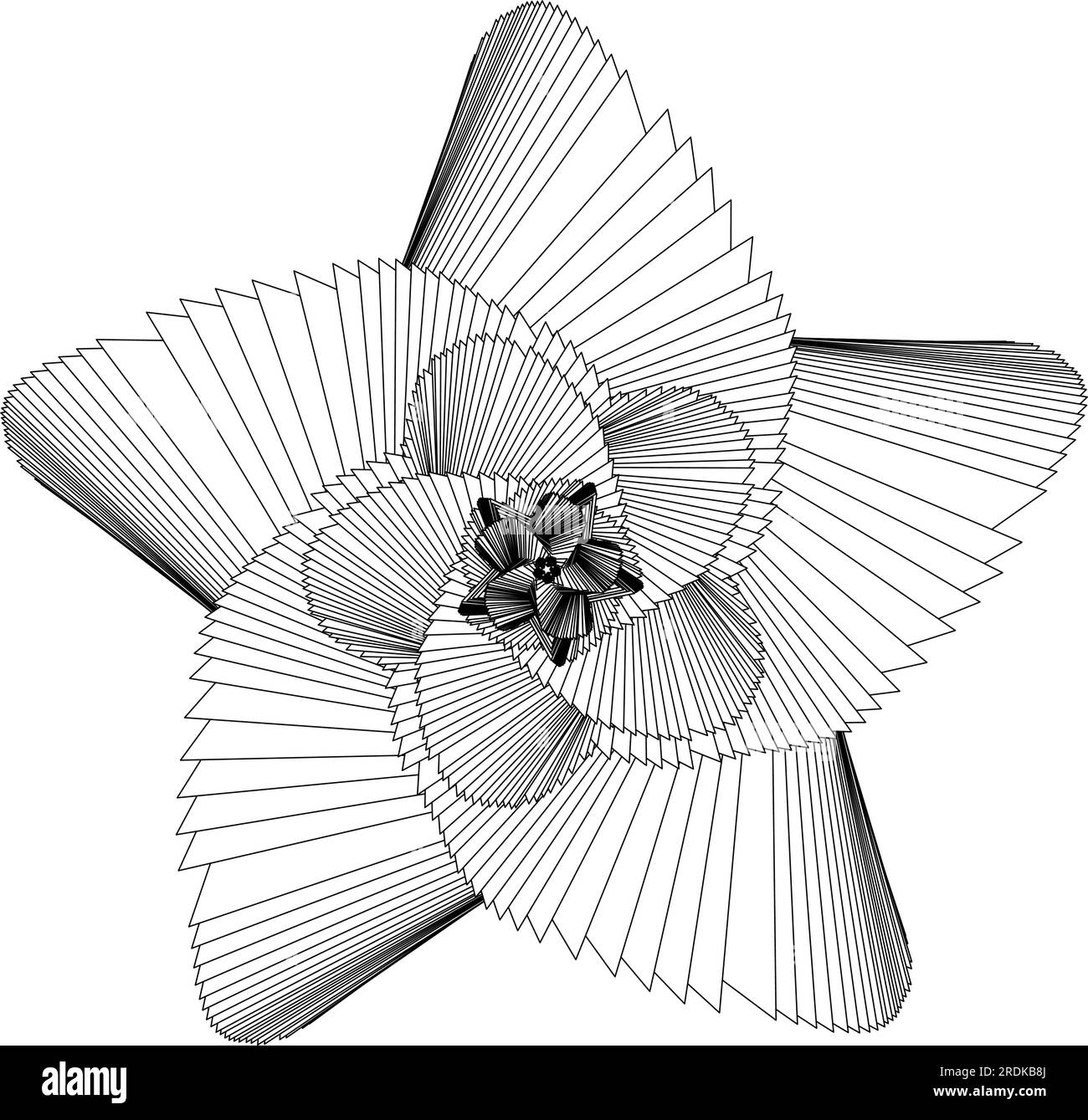 Motif étoile fleur noir et blanc abstrait. Motif géométrique avec effet de distorsion visuelle. Illusion d'optique. Op art.. Illustration de Vecteur
