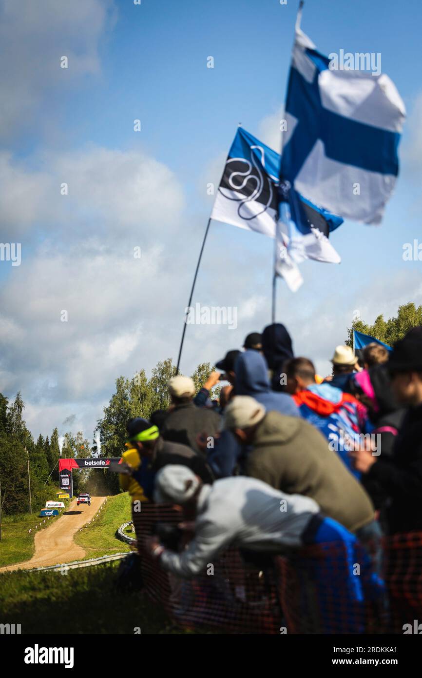 Tartu, Estonie - 22/07/2023, Tartu, Estonie. 22 juillet 2023. 33 Elfyn EVANS (GBR), Scott MARTIN (GBR), TOYOTA GAZOO RACING WRT, TOYOTA GR Yaris Rally1 Hybrid, WRC, WRC, action lors du Rallye Estonia 2023, 8e manche du Championnat du monde des voitures de rallye WRC 2023, du 20 au 23 juillet 2023 à Tartu, Estonie - photo Nikos Katikis/DPPI crédit: DPPI Media/Alamy Live News Banque D'Images