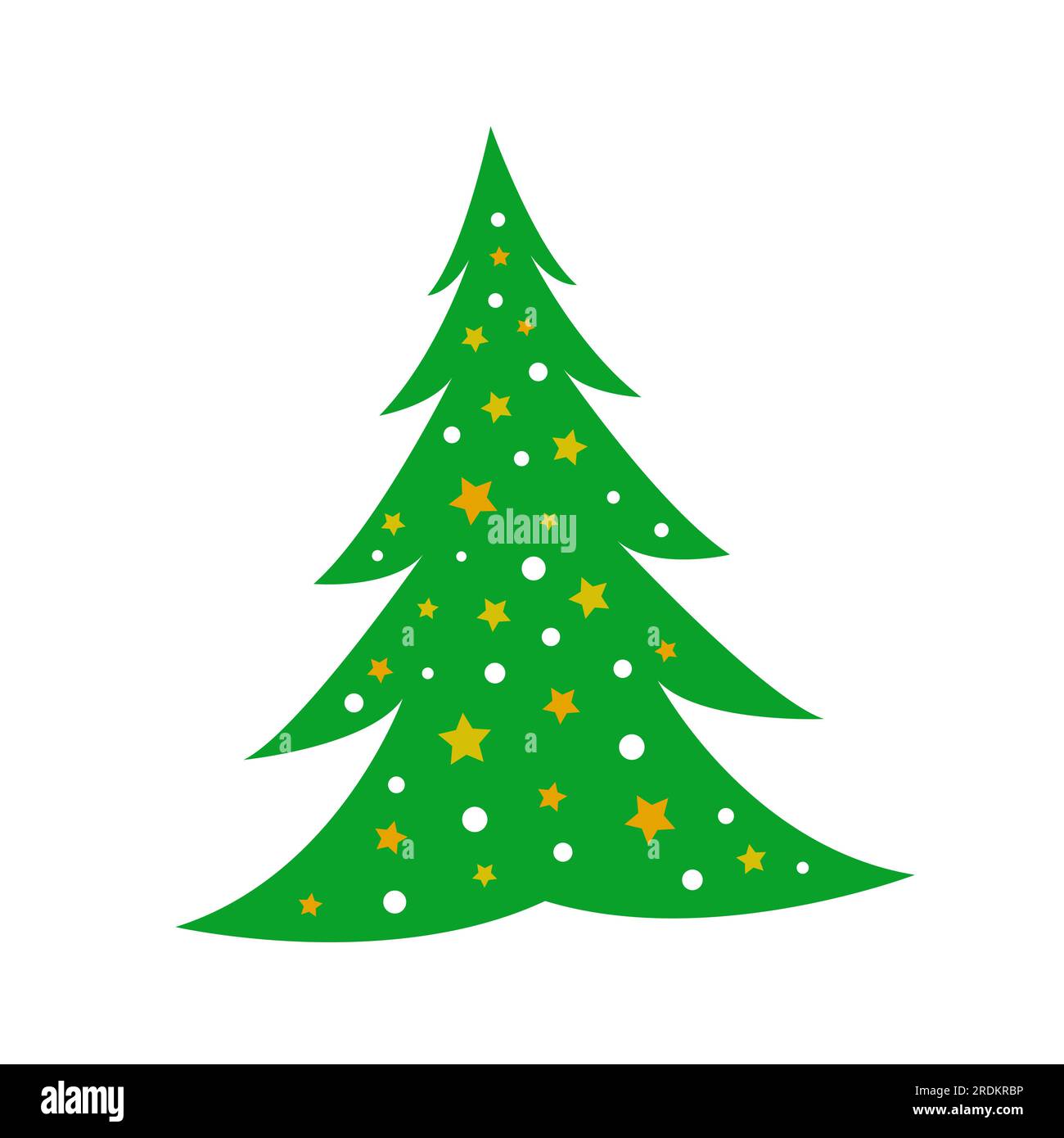 Arbres de Noël avec étoiles et neige. Icône du design plat moderne. Décoration de Noël ornement Illustration de Vecteur