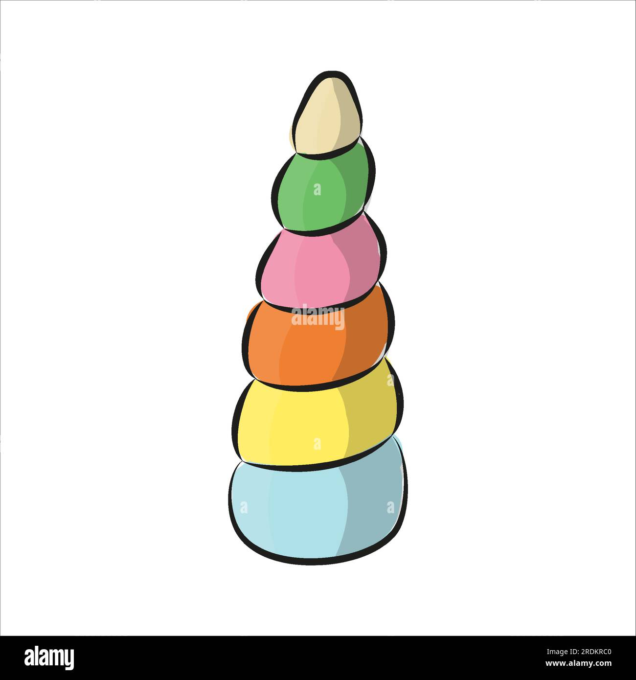 Rainbow Unicorn Horn Horn. Illustration vectorielle de style Doodle de couleur pastel Illustration de Vecteur
