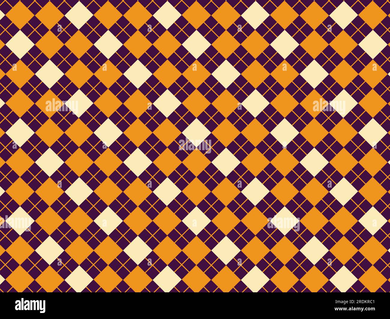 Orange Violet blanc Argyle style Checker motif. Arrière-plan Halloween Checker Illustration de Vecteur