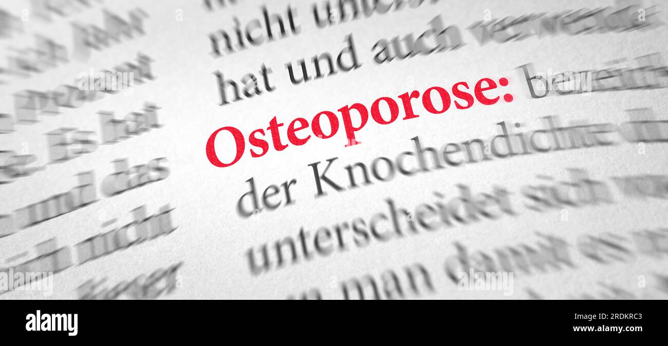 Définition du mot Ostéoporose dans un dictionnaire en allemand - Ostéoporose Banque D'Images