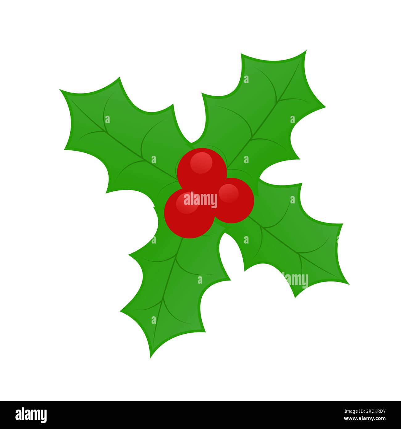 Icône Christmas Holly Berry. Ornement de Noël feuilles vertes et baies rouges Illustration de Vecteur