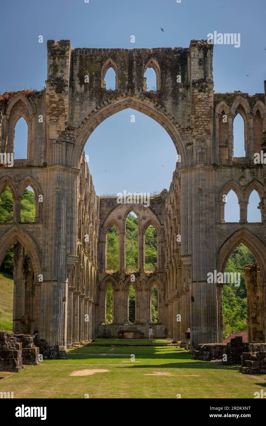 L'abbaye cistercienne Rievaulx en ruine dans le North Yorkshire, Royaume-Uni Banque D'Images