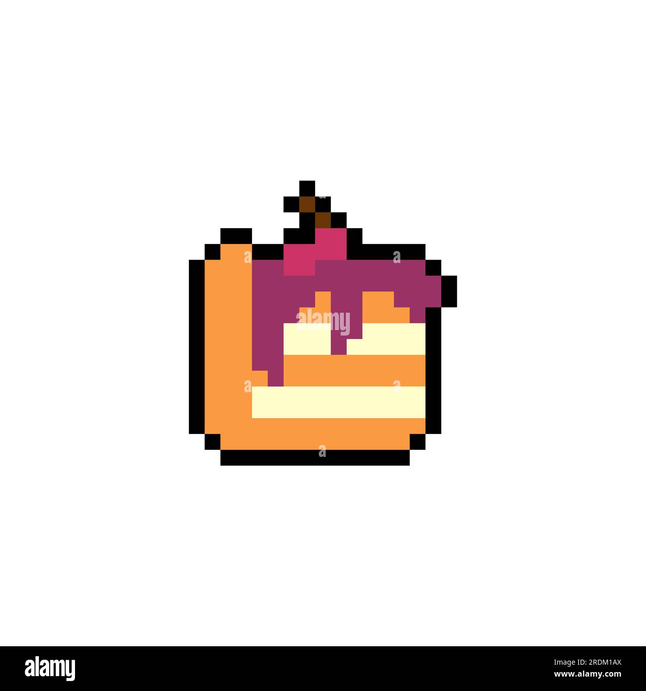 Morceau de gâteau pixel art icône isolé. signe de nourriture 8 bits. Symbole pixelisé pour application mobile Illustration de Vecteur