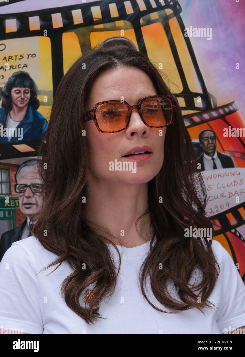 L'acteur Hayley Atwell au rassemblement de l'Equity Union, Londres, en solidarité avec les acteurs SAG-AFTRA grève aux États-Unis, pour une rémunération équitable, des paiements résiduels. Banque D'Images