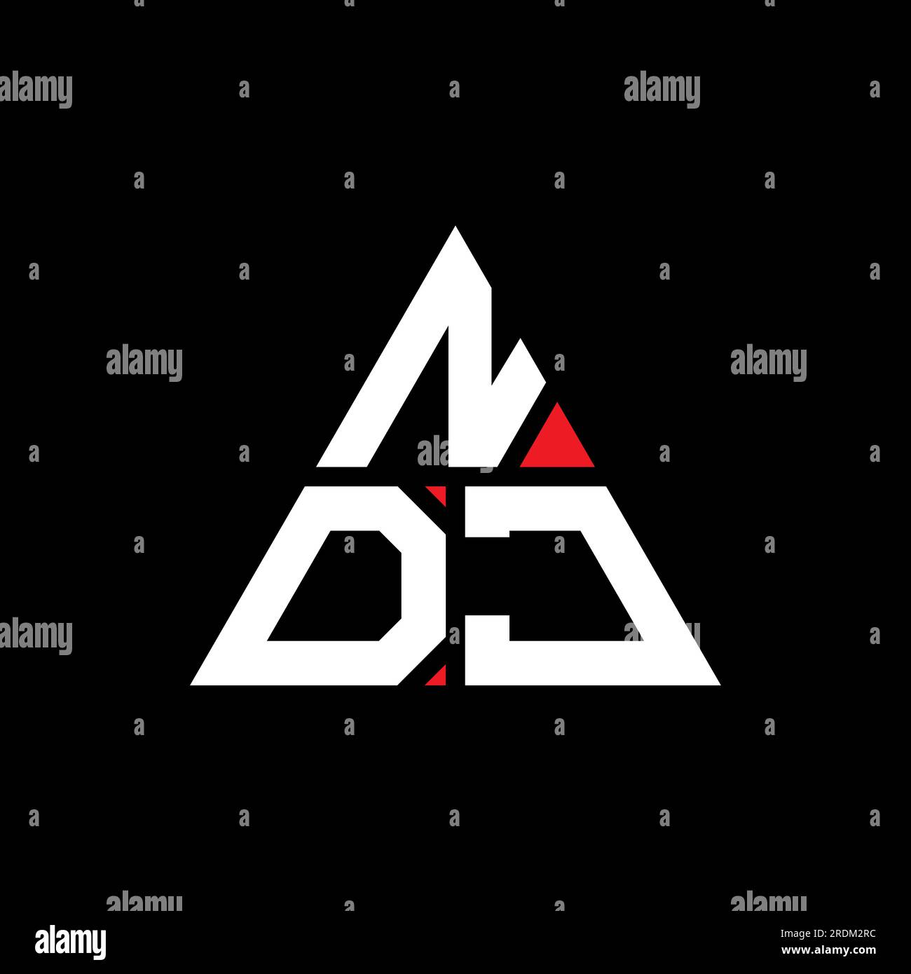 Logo de lettre triangle NDJ avec forme de triangle. Monogramme de conception de logo triangle NDJ. Modèle de logo vectoriel triangle NDJ avec couleur rouge. NDJ triangul Illustration de Vecteur