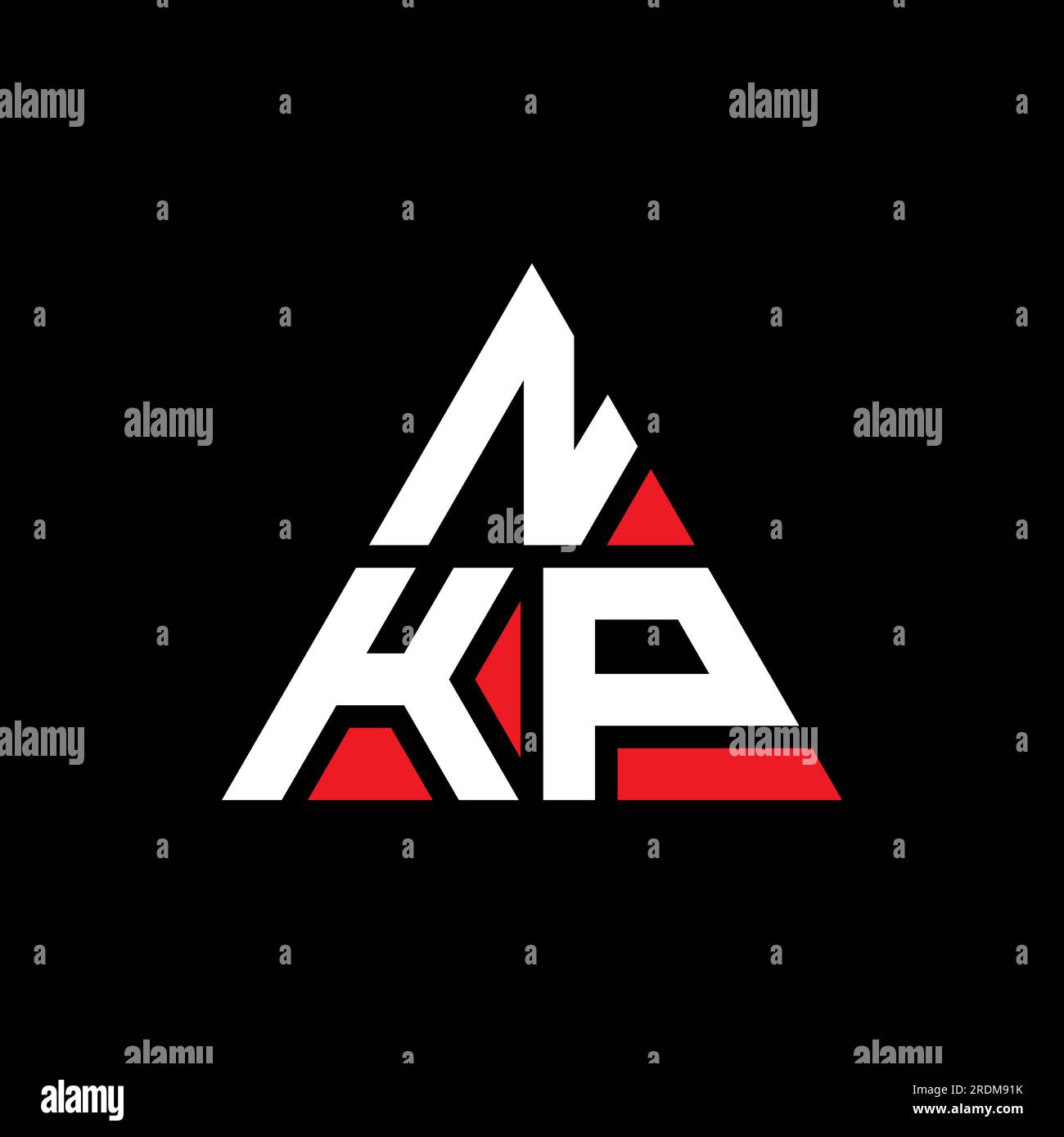 Logo de lettre triangle NKP avec forme de triangle. Monogramme de logo triangle NKP. Modèle de logo vecteur triangle NKP avec couleur rouge. NKP triangul Illustration de Vecteur