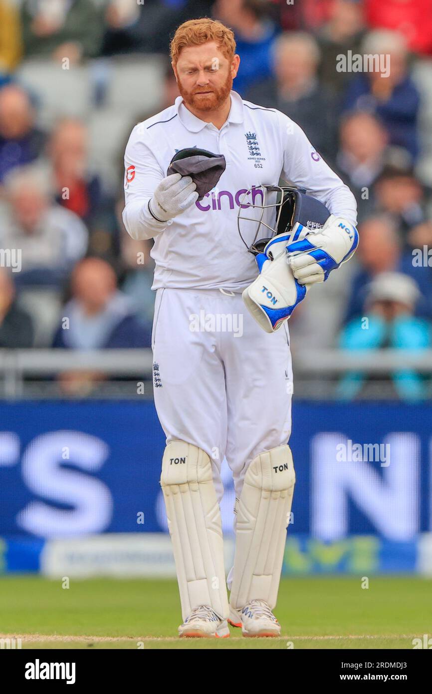 Jonny Bairstow d'Angleterre pendant la LV= Insurance Ashes Test Series quatrième Test Day four Match Angleterre vs Australie à Old Trafford, Manchester, Royaume-Uni, 22 juillet 2023 (photo de Conor Molloy/News Images) Banque D'Images
