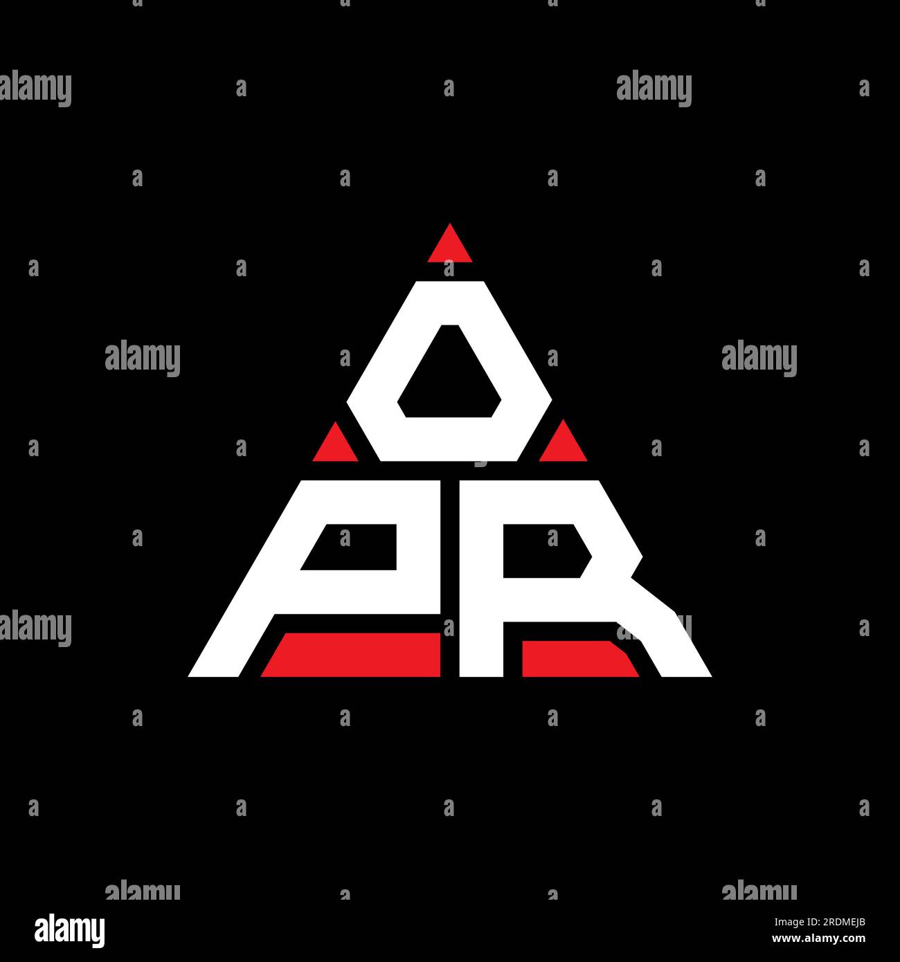 Logo de lettre triangle OPR avec forme de triangle. Monogramme de logo triangle OPR. Modèle de logo vectoriel triangle OPR avec couleur rouge. OPR triangul Illustration de Vecteur