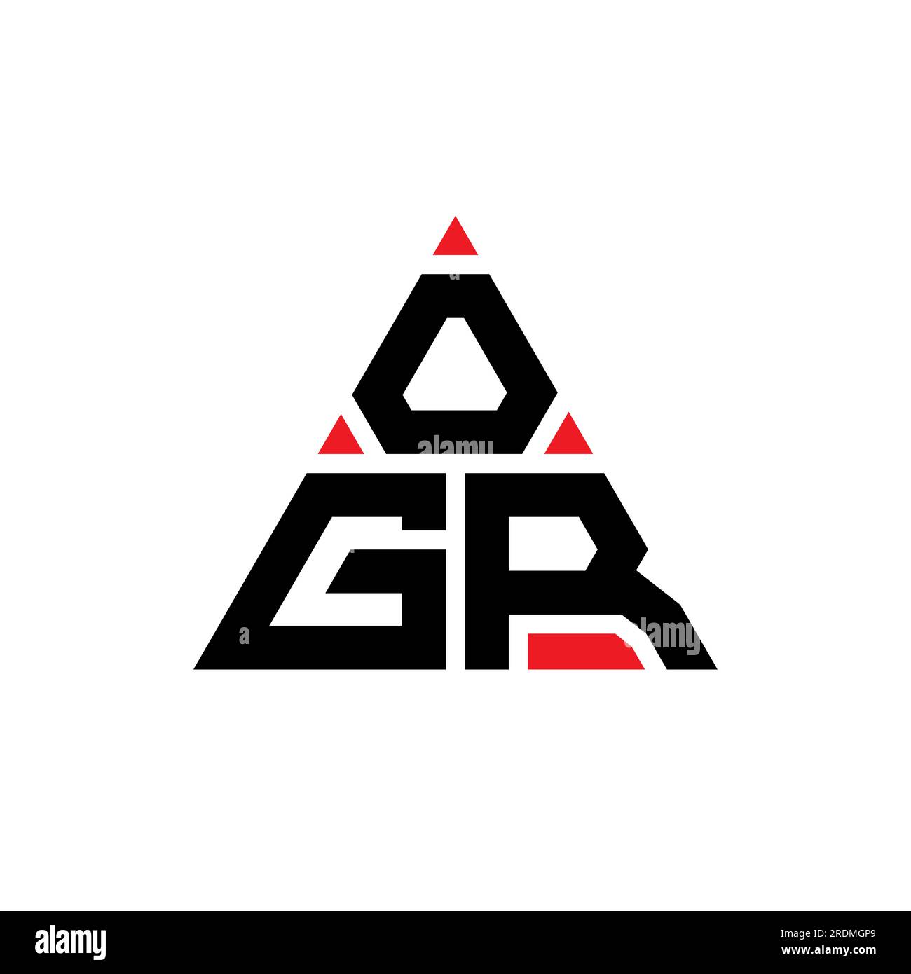 Logo de lettre triangle OGR avec forme de triangle. Monogramme de conception de logo triangle OGR. Modèle de logo vectoriel triangle OGR avec couleur rouge. OGR triangul Illustration de Vecteur