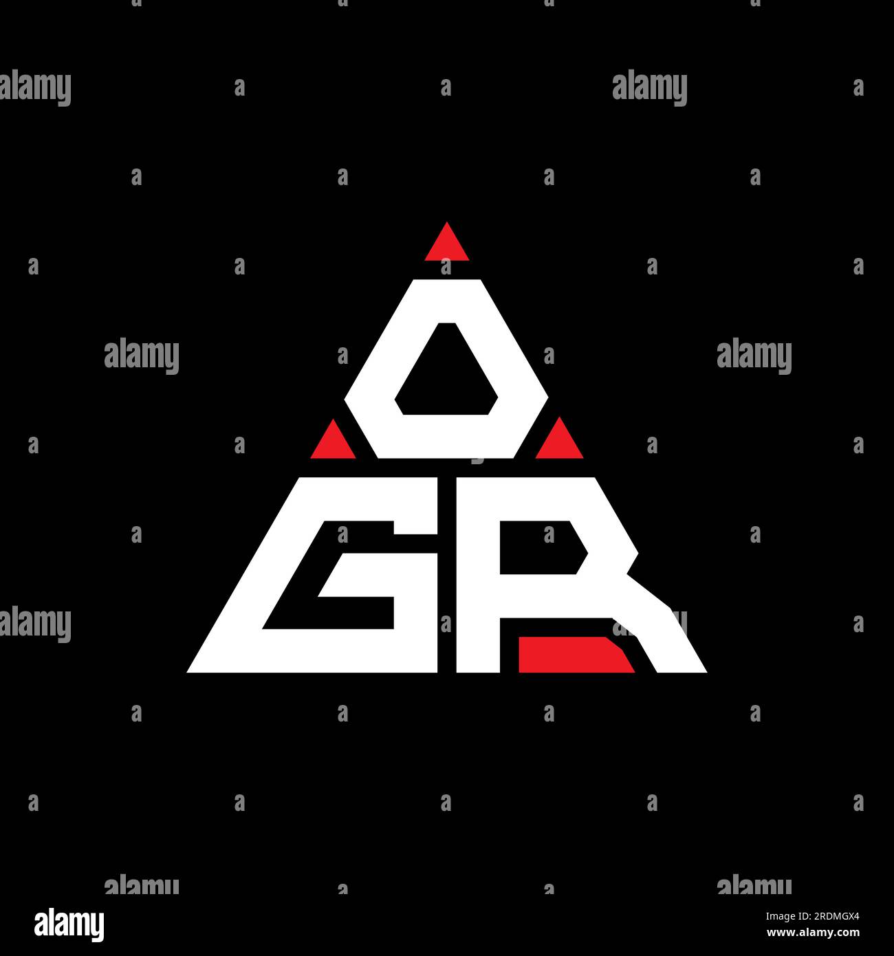 Logo de lettre triangle OGR avec forme de triangle. Monogramme de conception de logo triangle OGR. Modèle de logo vectoriel triangle OGR avec couleur rouge. OGR triangul Illustration de Vecteur
