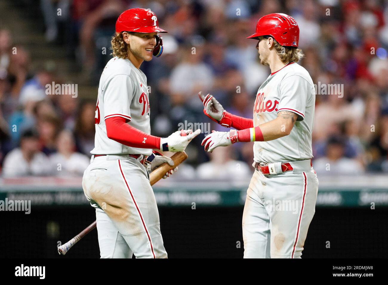 Philadelphia Phillies second baseman Bryson Stott takes batting practice  before a baseball game against the Miami Marlins, Monday, July 31, 2023, in  Miami. (AP Photo/Lynne Sladky Stock Photo - Alamy