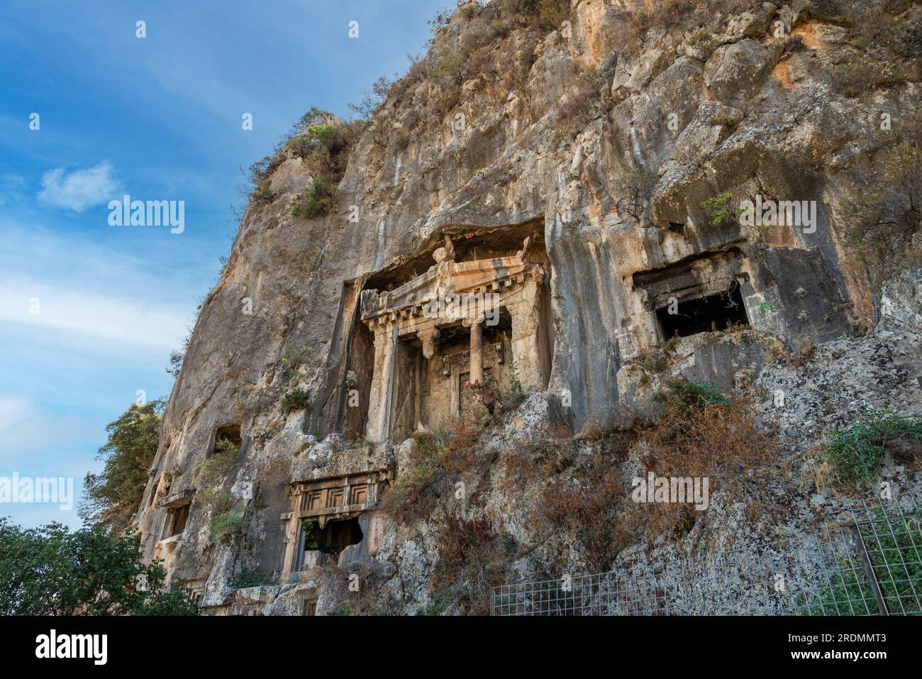 Tombes de roche d'Amyntas à l'ancienne Telmessos, à Fethiye Turquie Banque D'Images