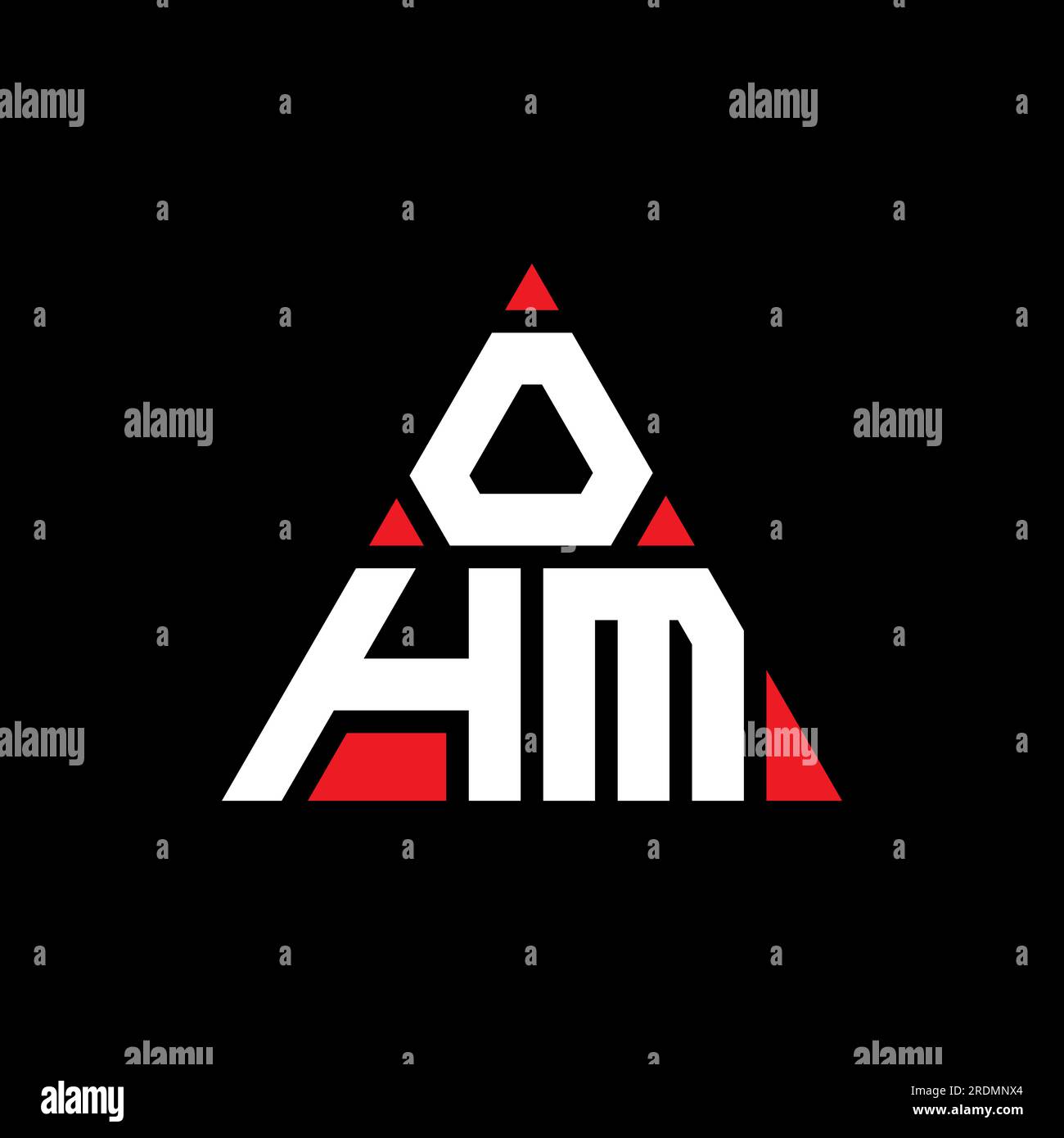 Logo de lettre triangle OHM en forme de triangle. Monogramme de logo triangle OHM. Modèle de logo vecteur triangle OHM avec couleur rouge. OHM triangul Illustration de Vecteur