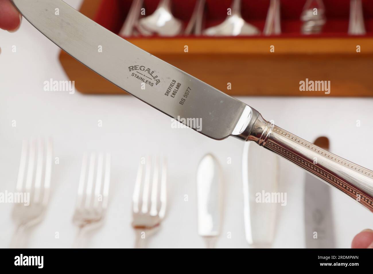 Couteau Regalia de Cantine Service Silver Cutlery Set style traditionnel de perles Banque D'Images
