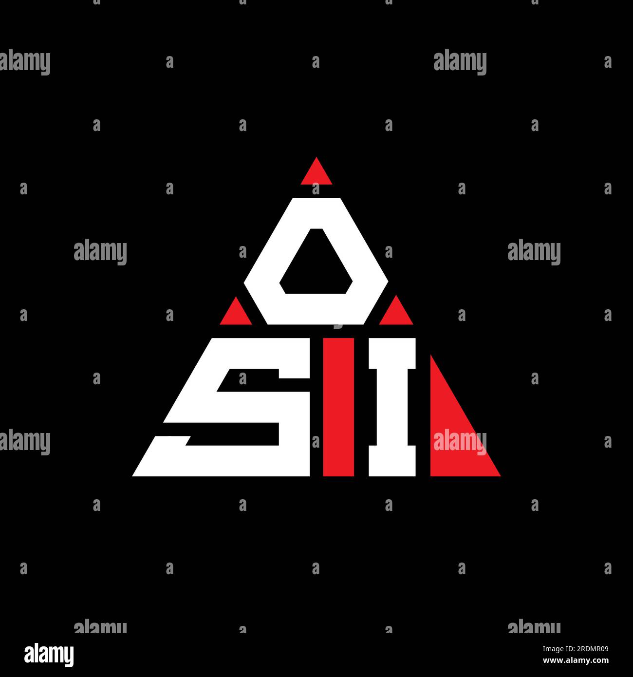 Logo de lettre triangle OSI avec forme de triangle. Monogramme de logo triangle OSI. Modèle de logo vecteur triangle OSI avec couleur rouge. OSI triangul Illustration de Vecteur