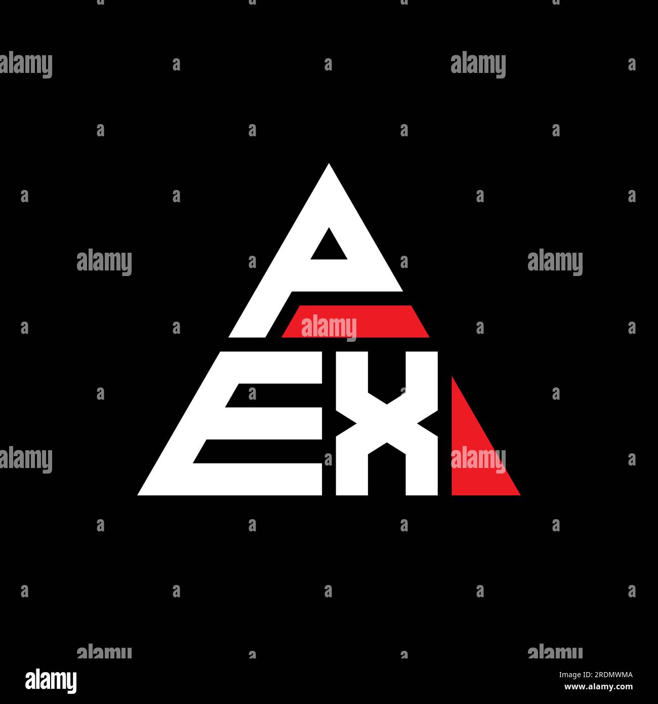 Logo de lettre triangle PEX avec forme de triangle. Monogramme de conception de logo triangle PEX. Modèle de logo vecteur triangle PEX avec couleur rouge. PEX triangul Illustration de Vecteur