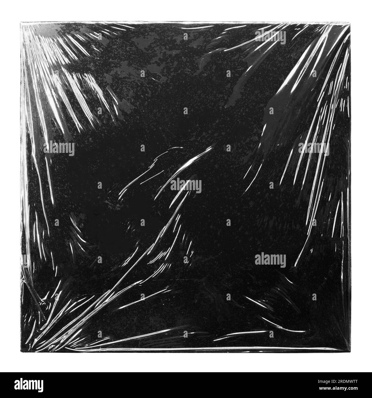 Pochette d'album en vinyle noir enveloppée dans du plastique transparent Banque D'Images