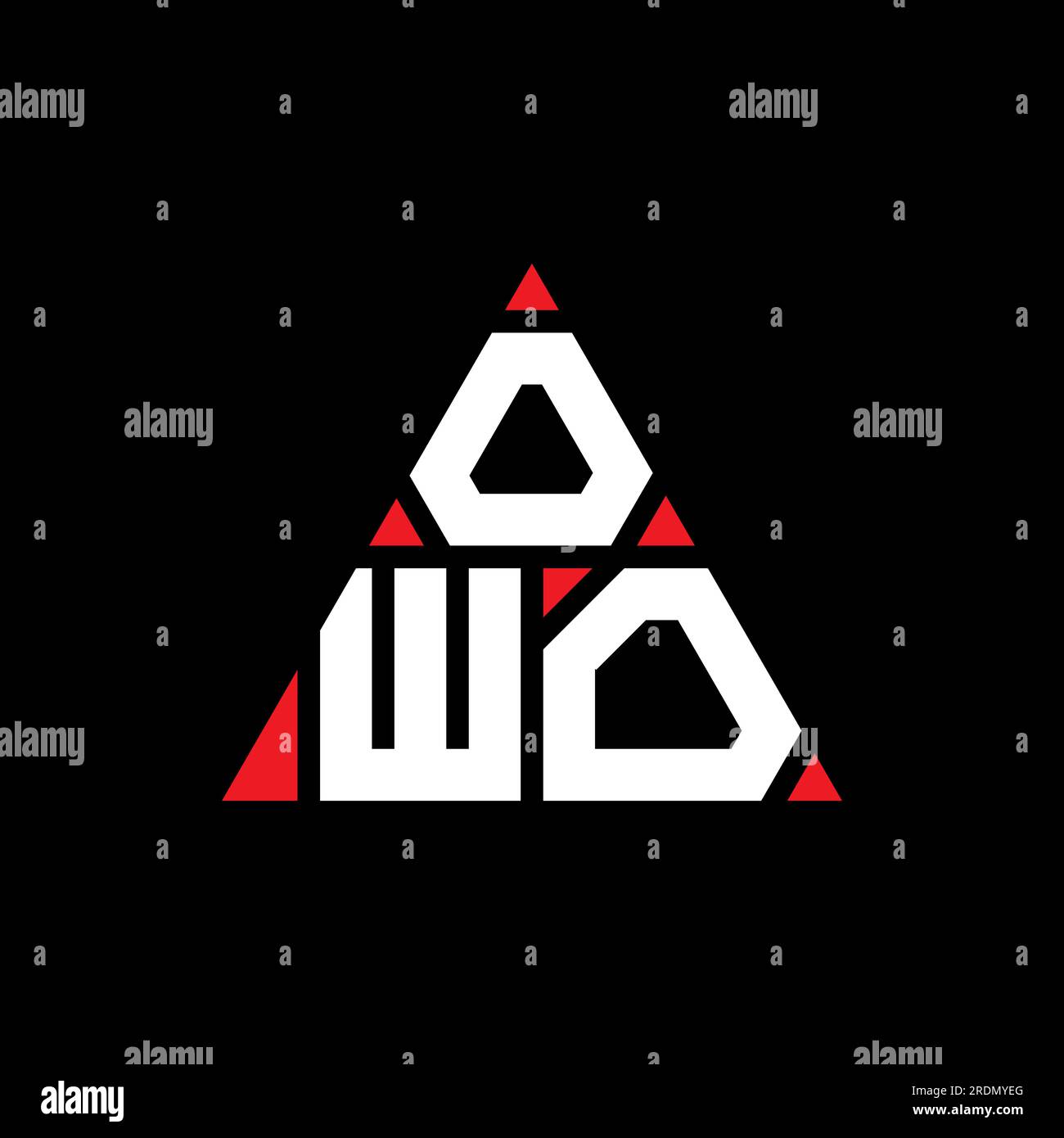 Logo de lettre triangle OWO avec forme de triangle. Monogramme de logo triangle OWO. Modèle de logo vecteur triangle OWO avec couleur rouge. OWO triangul Illustration de Vecteur
