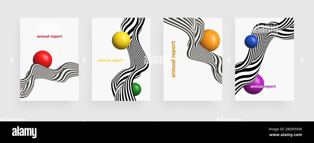 Vagues noires et blanches, fond ondulé avec motif de ligne, courbes ondulées. Ensemble de modèles pour couvertures, brochures, rapport annuel, affiche. Illustration de Vecteur
