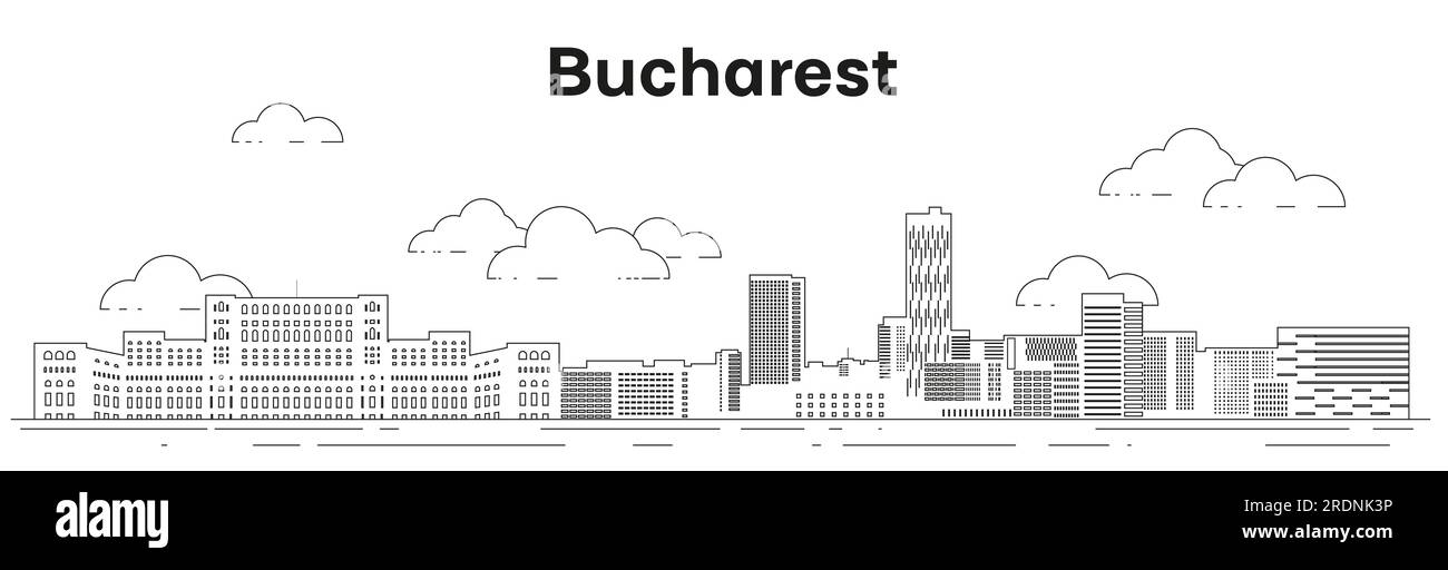 Illustration vectorielle d'art de ligne d'horizon de Bucarest Illustration de Vecteur