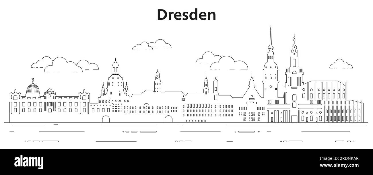 Illustration vectorielle d'art de ligne Skyline Dresde Illustration de Vecteur