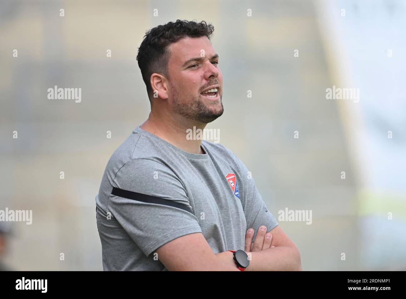 Coach Marc UNTERBERGER (Haching), image unique, motif individuel découpé, demi figure, demi figure. SpVgg Unterhaching - 1.FC Nuremberg. Tournoi de football blitz dans le Alpenbauer Sportpark Unterhaching le 07/22/2023. ? Banque D'Images