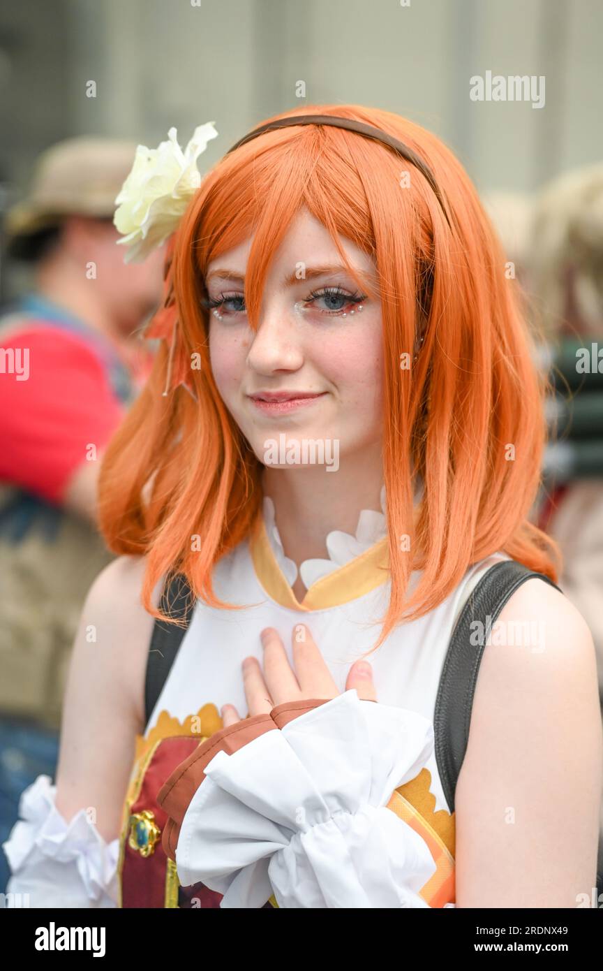 Londres, Royaume-Uni. 22 juillet 2023. Les participants se déguisent en costume de Cosplay à HYPER JAPAN 2023, jour 2 avec de nombreuses expositions de stands et des artistes en direct à Olympia Londres, Royaume-Uni. Crédit : Voir Li/Picture Capital/Alamy Live News Banque D'Images