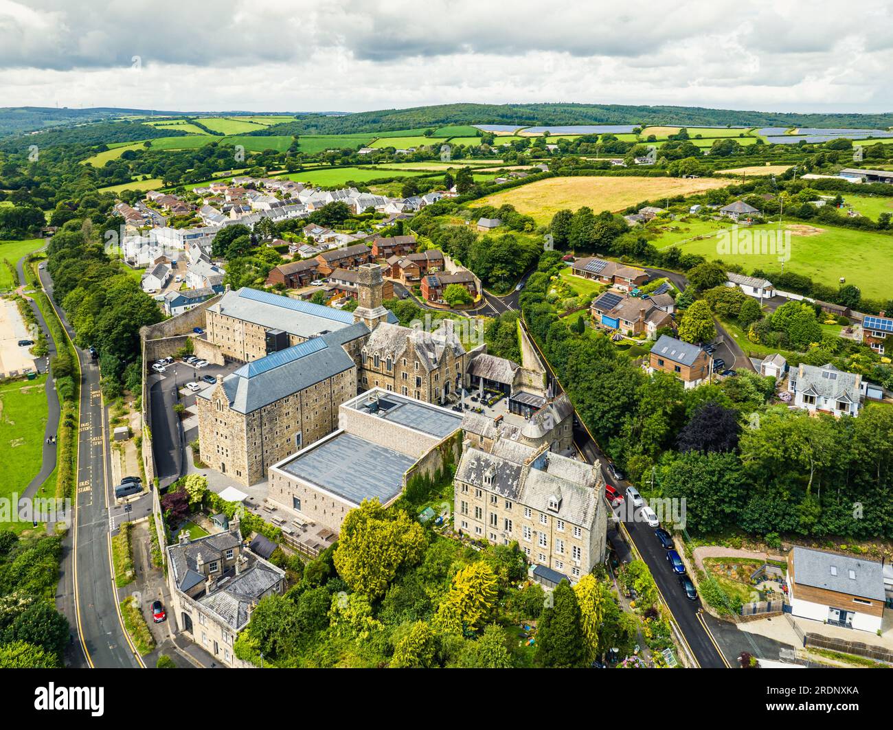 Bodmin Jail et Bodmin Luxury Hotel d'un drone, Bodmin Moor, Cornouailles, Angleterre, Royaume-Uni Banque D'Images