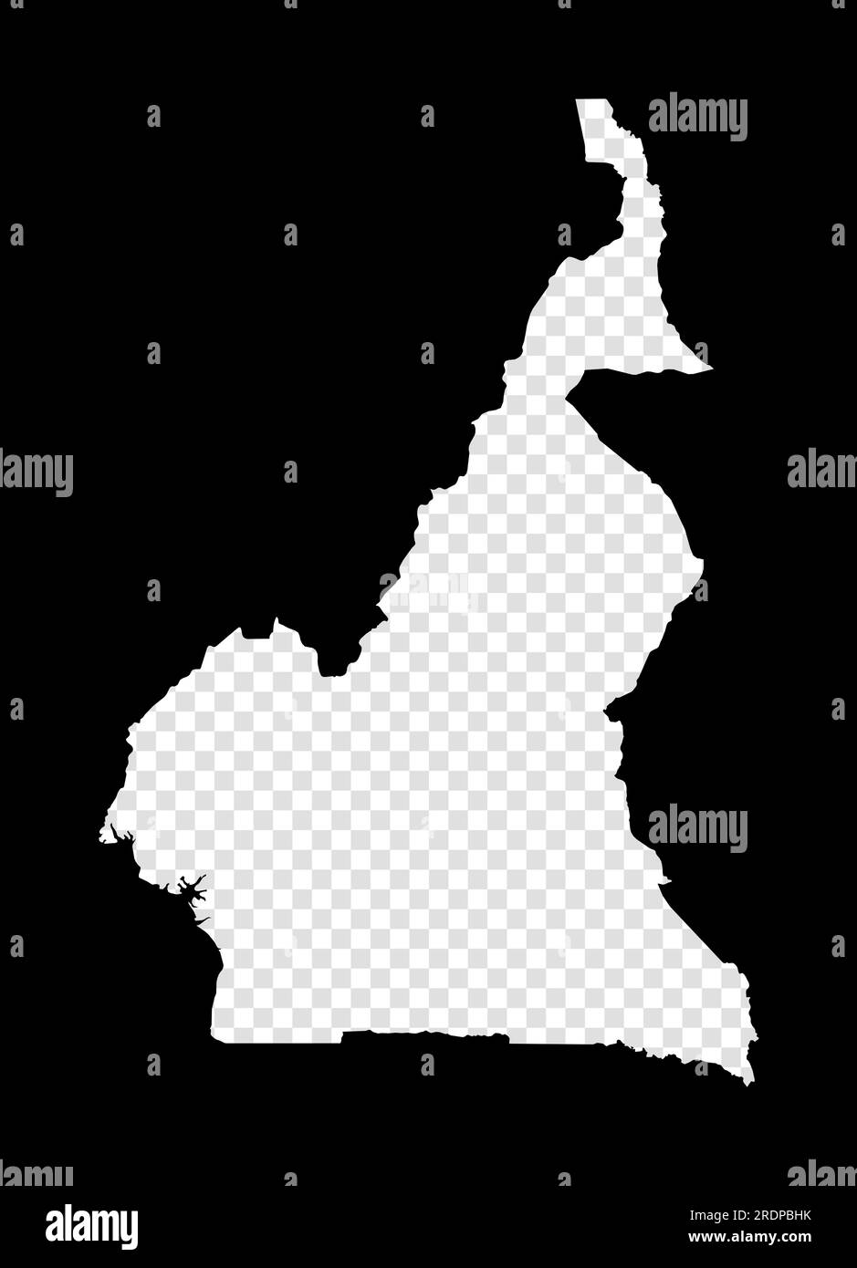 Carte au pochoir du Cameroun. Carte transparente simple et minimale du Cameroun. Rectangle noir avec la forme coupée du pays. Illustration vectorielle puissante. Illustration de Vecteur