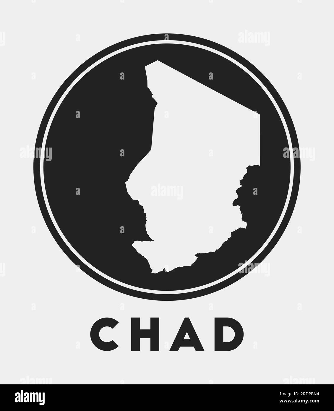 Icône Tchad. Logo rond avec carte du pays et titre. Badge Tchad élégant ...