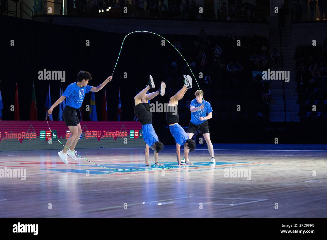 Finales du Championnat du monde de corde à sauter, Colorado Springs, Colorado, États-Unis. 22 juillet 2023. Double paire néerlandaise masculine Freestyle, médaillés de bronze de l'équipe des États-Unis crédit : Casey B. Gibson/Alamy Live News Banque D'Images