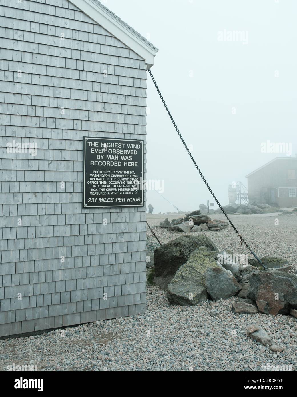 Panneau de vitesse du vent la plus élevée sur l'observatoire du Mont Washington, Jackson, New Hampshire Banque D'Images