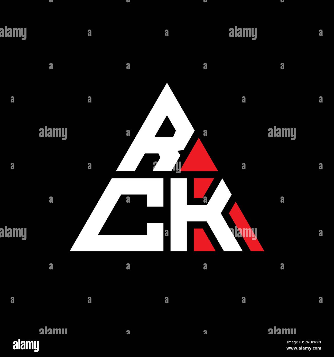 Logo de lettre triangle RCK avec forme de triangle. Monogramme de logo triangle RCK. Modèle de logo vecteur triangle RCK avec couleur rouge. RCK triangul Illustration de Vecteur