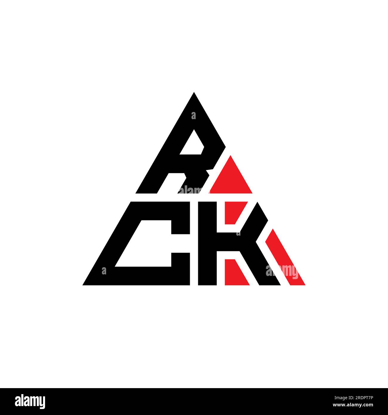 Logo de lettre triangle RCK avec forme de triangle. Monogramme de logo triangle RCK. Modèle de logo vecteur triangle RCK avec couleur rouge. RCK triangul Illustration de Vecteur