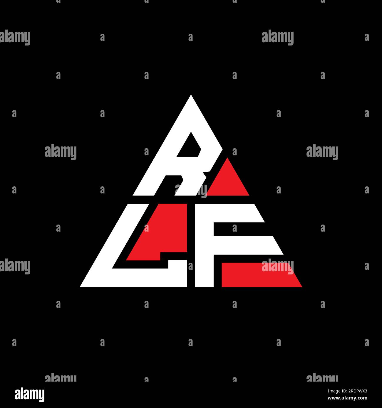 Logo de lettre triangulaire RLF avec forme de triangle. Monogramme de logo triangle RLF. Modèle de logo vecteur triangle RLF avec couleur rouge. RLF triangul Illustration de Vecteur