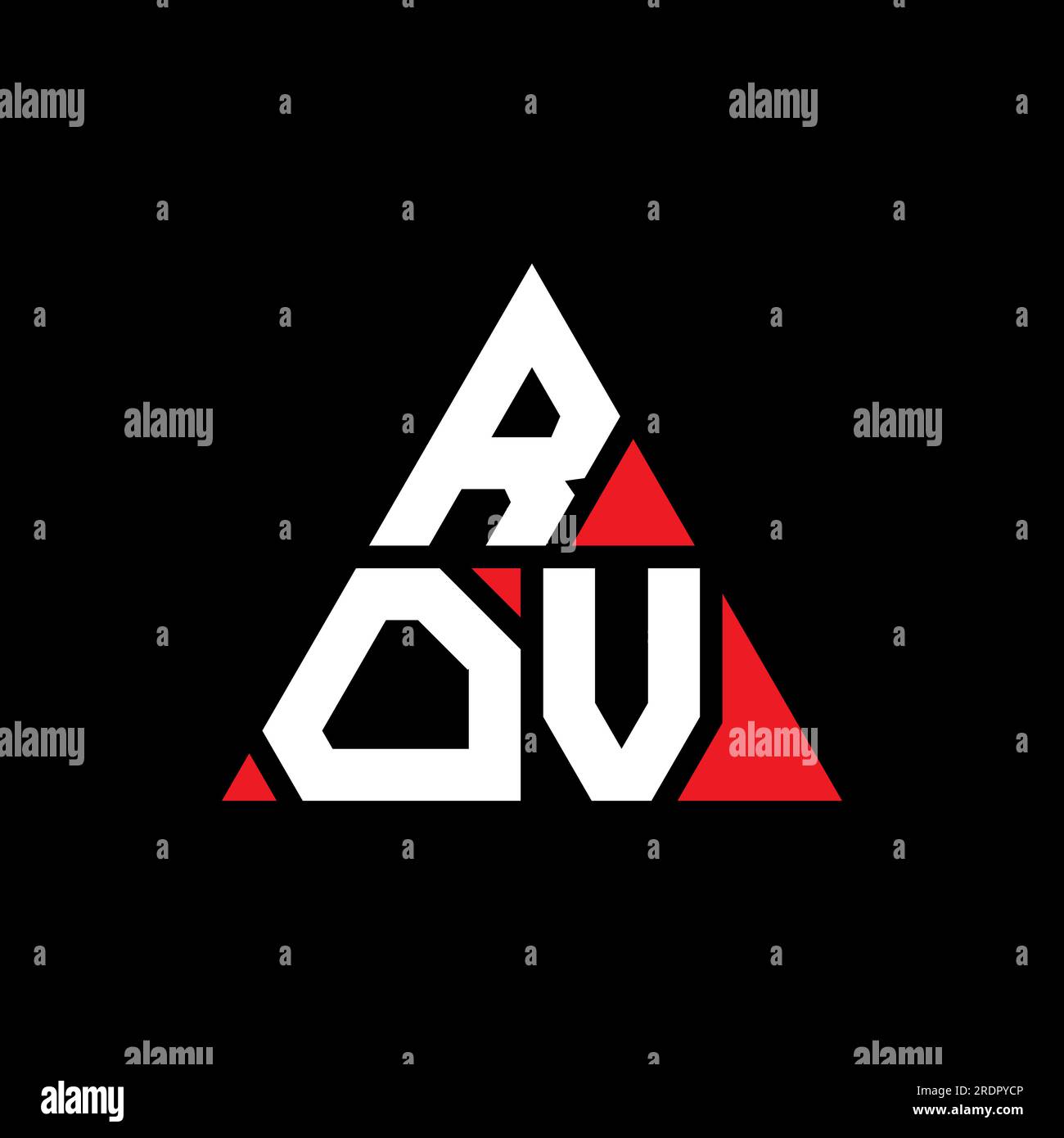 Logo de lettre triangle ROV avec forme de triangle. Monogramme de logo triangle ROV. Modèle de logo vecteur triangle ROV avec couleur rouge. ROV triangul Illustration de Vecteur