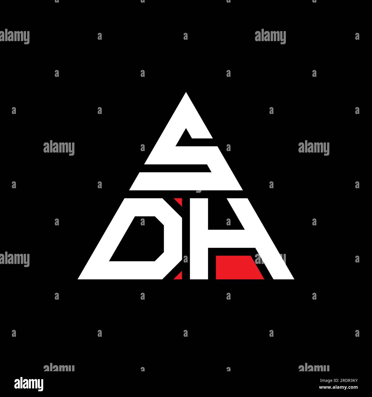 Logo SDH avec lettre triangle en forme de triangle. Monogramme de logo triangle SDH. Modèle de logo vectoriel triangle SDH avec couleur rouge. SDH triangul Illustration de Vecteur