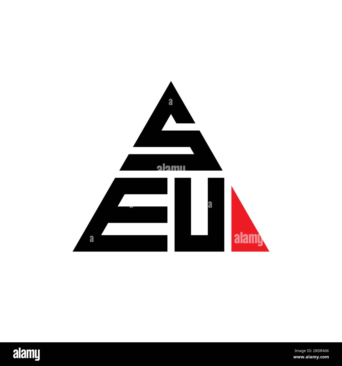 SEU logo de lettre triangle avec forme de triangle. Monogramme de logo triangle SEU. Modèle de logo vectoriel triangle SEU avec la couleur rouge. SEU triangul Illustration de Vecteur