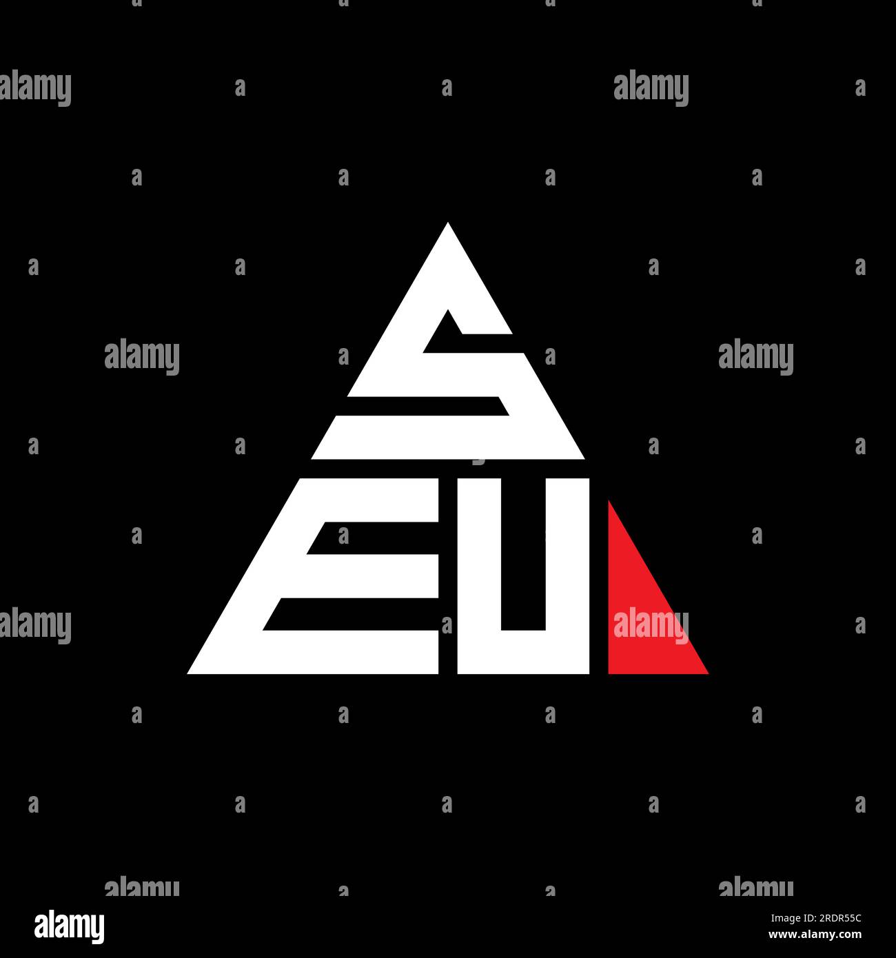 SEU logo de lettre triangle avec forme de triangle. Monogramme de logo triangle SEU. Modèle de logo vectoriel triangle SEU avec la couleur rouge. SEU triangul Illustration de Vecteur