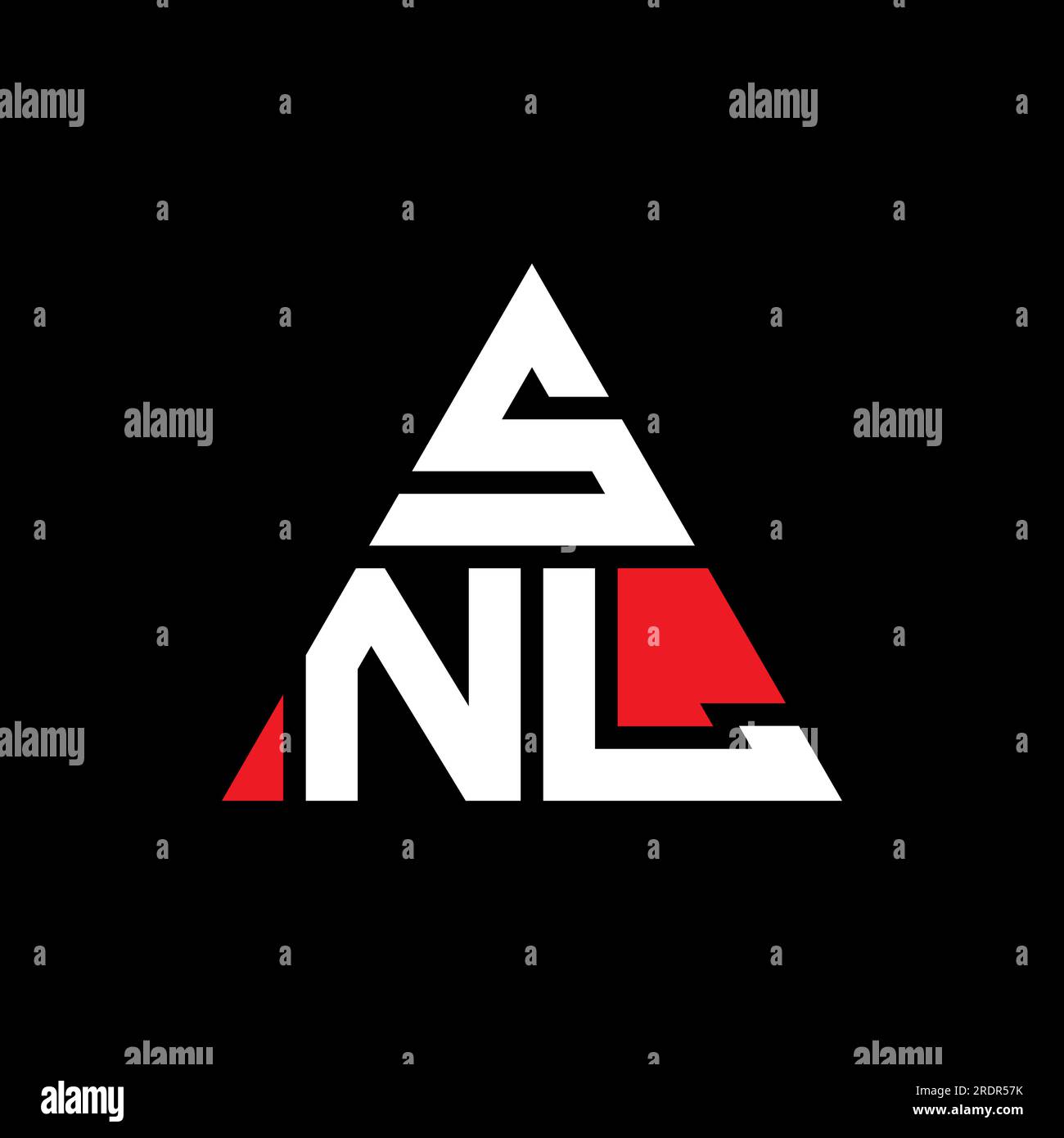 Logo de lettre triangulaire SNL avec forme de triangle. Monogramme de logo triangle SNL. Modèle de logo vectoriel triangle SNL de couleur rouge. Triangul SNL Illustration de Vecteur