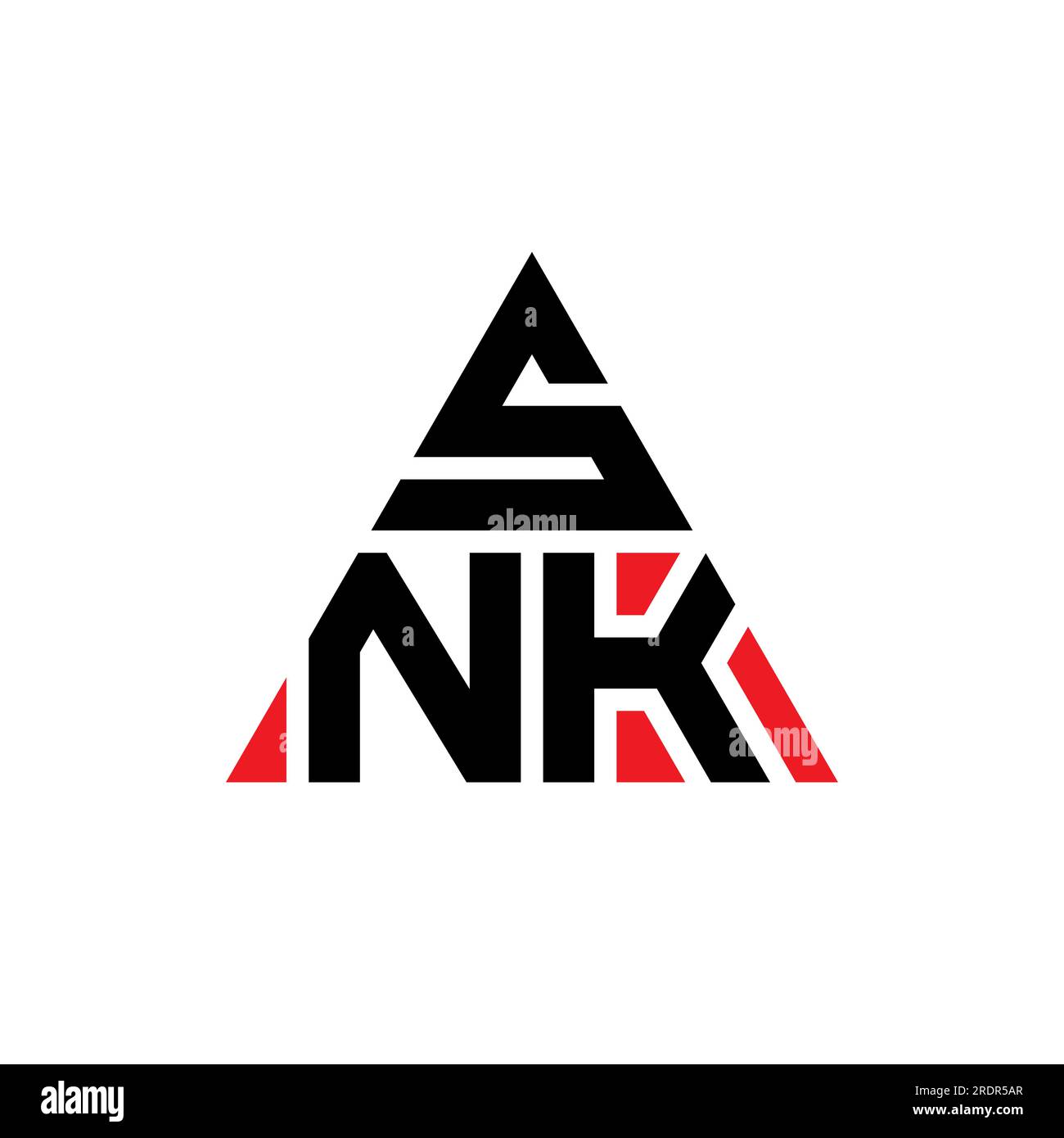 Logo de lettre triangle SNK avec forme de triangle. Monogramme de logo triangle SNK. Modèle de logo vectoriel triangle SNK avec couleur rouge. SNK triangul Illustration de Vecteur