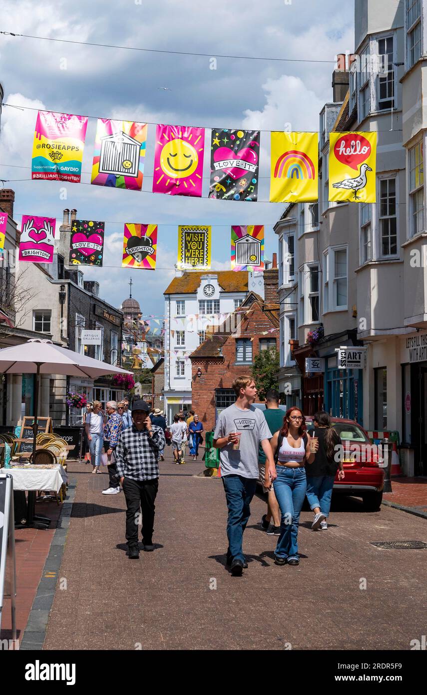 Brighton Views , Sussex , Angleterre , Royaume-Uni - quartier coloré des Lanes de Brighton Banque D'Images