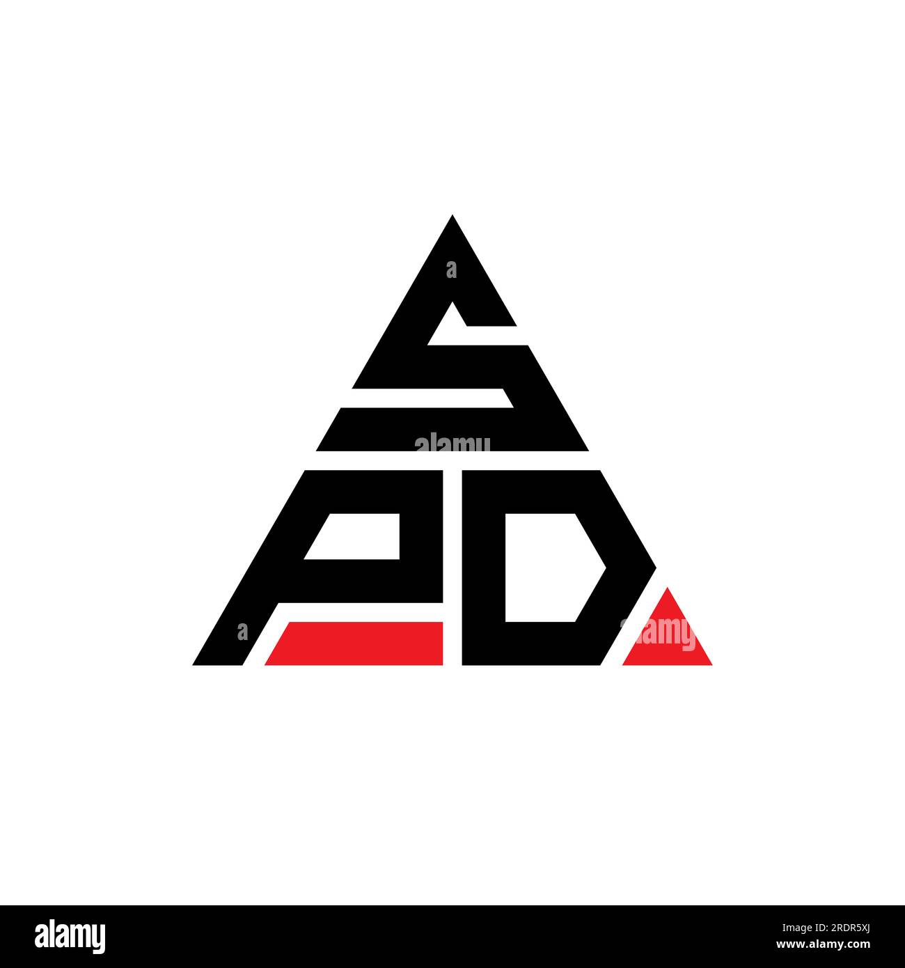 Logo SPD avec lettre triangulaire en forme de triangle. Monogramme de logo triangle SPD. Modèle de logo vectoriel triangle SPD avec couleur rouge. SPD triangul Illustration de Vecteur