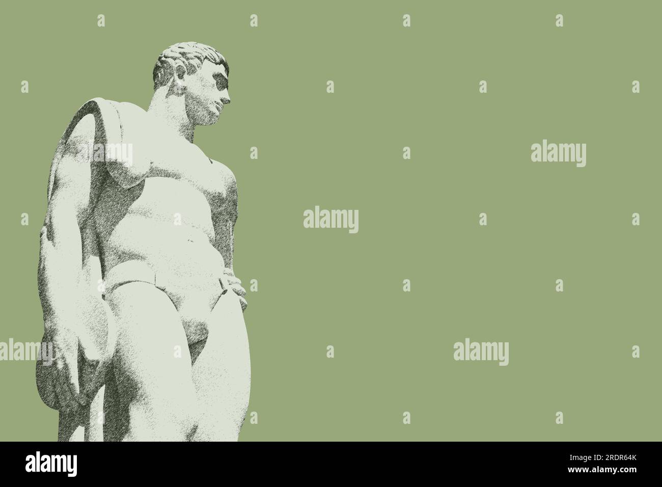 Représentation sportive d'un lanceur de disques triomphant, serviette sur épaule, dans une illustration Banque D'Images